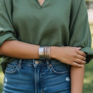Vintage Mexican Sterling Silver .925 Hammered Cuff Bracelet –